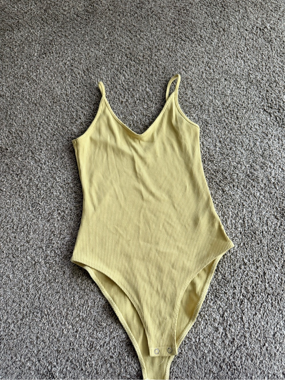 American Eagle Outfitters Light Yellow Ribbed Women’s One-Piece Bodysuit